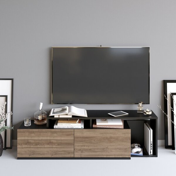 Έπιπλο TV Nexera-Μαύρο, Walnut