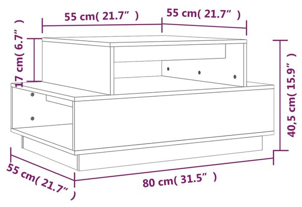 VidaXL Τραπεζάκι Σαλονιού Λευκό 80x55x40,5 εκ από Μασίφ Ξύλο Πεύκου