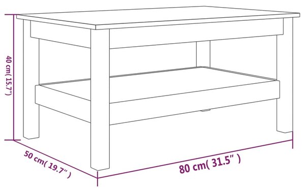 VidaXL Τραπεζάκι Σαλονιού 80x50x40 εκ. από Μασίφ Ξύλο Πεύκου