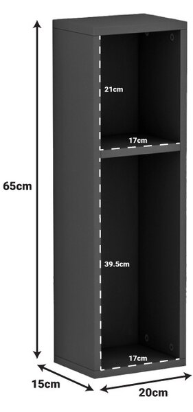 Κρεμαστό κομοδίνο Racks Pako World, Γκρι, 20x15x65 cm