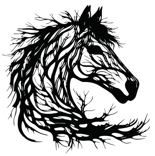 Μεταλλικό διακοσμητικό τοίχου Horsy, Μαύρο, 0.2x60x60 cm