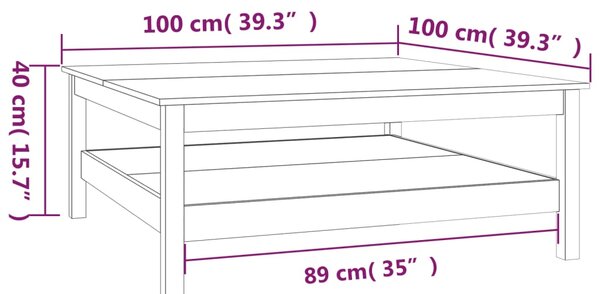 VidaXL Τραπεζάκι Σαλονιού Γκρι 100x100x40 εκ. από Μασίφ Ξύλο Πεύκου