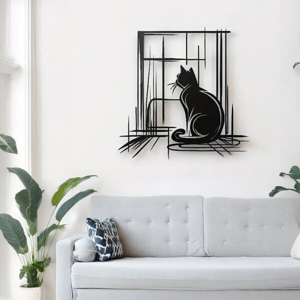 Μεταλλικό διακοσμητικό τοίχου Caten, Μαύρο, 0.2x50x50 cm