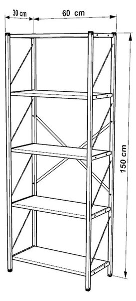 Βιβλιοθήκη Bimblem, Καρυδί, 30x60x150 cm