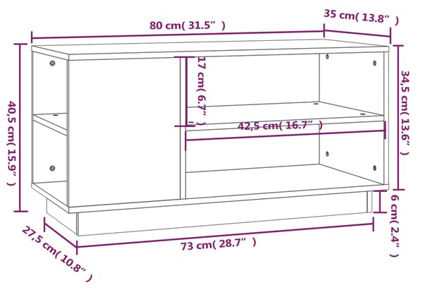 VidaXL Έπιπλο Τηλεόρασης Καφέ Μελί 80x35x40,5 εκ από Μασίφ Ξύλο Πεύκου