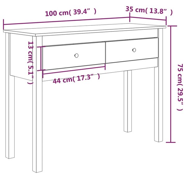 VidaXL Τραπέζι Κονσόλα 100x35x75 εκ. από Μασίφ Ξύλο Πεύκου