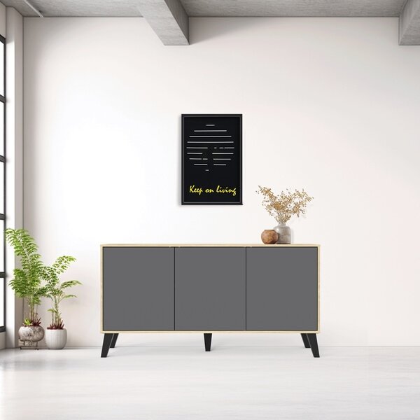 Μπουφές Billie, Ανθρακί, 40x149x77 cm
