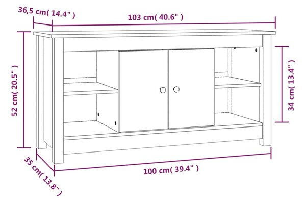 VidaXL Έπιπλο Τηλεόρασης 103 x 36,5 x 52 εκ. από Μασίφ Ξύλο Πεύκου