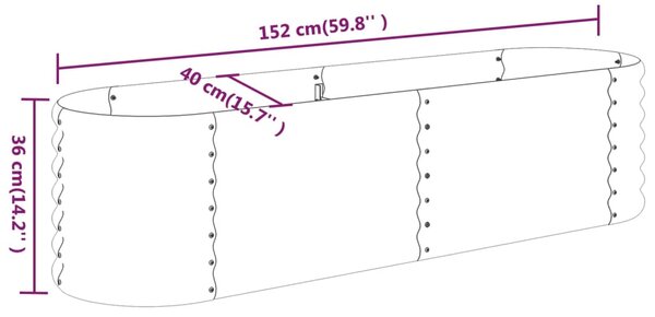 VidaXL Ζαρντινιέρα Ασημί 152x40x36 εκ. Ατσάλι με Ηλεκτρ. Βαφή Πούδρας