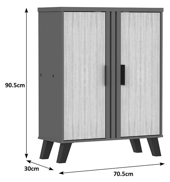 Παπουτσοθήκη V2 Shoby, Γκρι, 30x70.5x91 cm