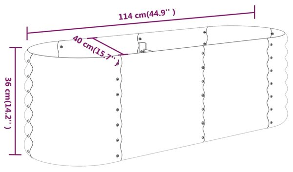 VidaXL Ζαρντινιέρα Υπερυψ. Γκρι 114x40x36 εκ. Ατσάλι Ηλεκτρ. Βαφή