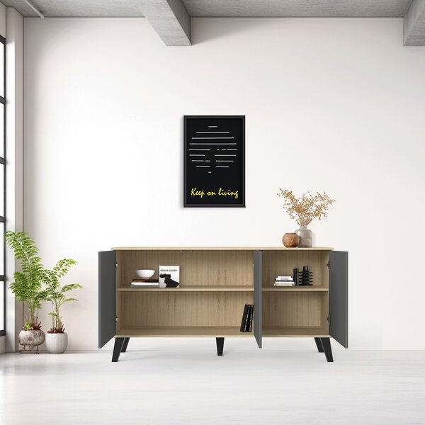 Μπουφές Billie, Ανθρακί, 40x149x77 cm
