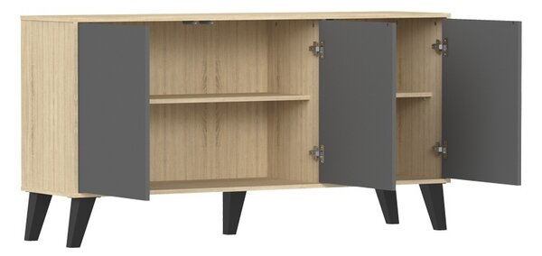 Μπουφές Billie, Ανθρακί, 40x149x77 cm