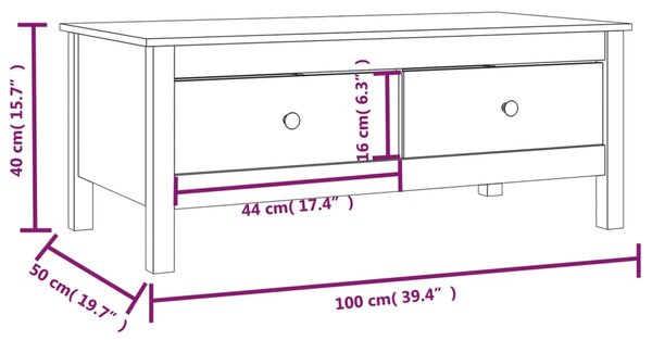 VidaXL Τραπεζάκι Σαλονιού Γκρι 100x50x40 εκ. από Μασίφ Ξύλο Πεύκου