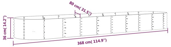 VidaXL Ζαρντινιέρα Ασημί 368x80x36 εκ. Ατσάλι με Ηλεκτρ. Βαφή Πούδρας