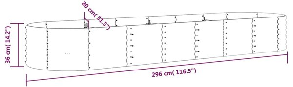 VidaXL Ζαρντινιέρα Γκρι 296x80x36 εκ. Ατσάλι με Ηλεκτρ. Βαφή Πούδρας