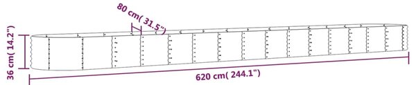 VidaXL Ζαρντινιέρα Ασημί 620x80x36 εκ. Ατσάλι με Ηλεκτρ. Βαφή Πούδρας