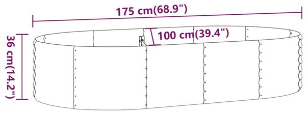 VidaXL Ζαρντινιέρα Ασημί 175x100x36 εκ. Ατσάλι με Ηλεκτρ. Βαφή Πούδρας