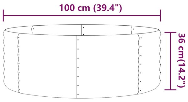 VidaXL Ζαρντινιέρα Ασημί 100x100x36 εκ. Ατσάλι με Ηλεκτρ. Βαφή Πούδρας