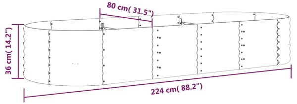 VidaXL Ζαρντινιέρα Πράσινη 224x80x36 εκ Ατσάλι με Ηλεκτρ. Βαφή Πούδρας