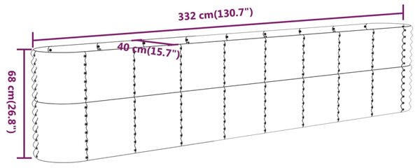 VidaXL Ζαρντινιέρα Πράσινη 332x40x68 εκ Ατσάλι με Ηλεκτρ. Βαφή Πούδρας