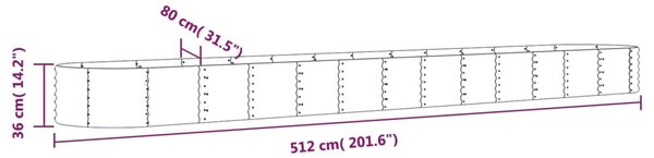 VidaXL Ζαρντινιέρα Ασημί 512x80x36 εκ. Ατσάλι με Ηλεκτρ. Βαφή Πούδρας