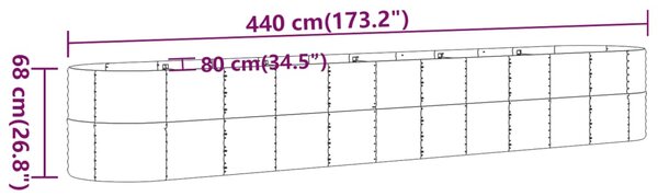 VidaXL Ζαρντινιέρα Ασημί 440x80x68 εκ. Ατσάλι με Ηλεκτρ. Βαφή Πούδρας