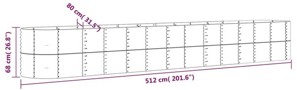 VidaXL Ζαρντινιέρα Ασημί 512x80x68 εκ. Ατσάλι με Ηλεκτρ. Βαφή Πούδρας