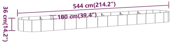 VidaXL Ζαρντινιέρα Πράσινη 544x100x36 εκ. Ατσάλι Ηλεκτρ. Βαφή Πούδρας