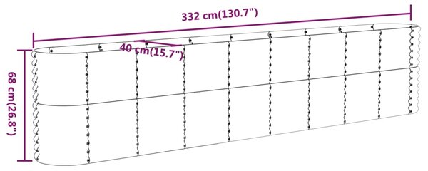 VidaXL Ζαρντινιέρα Γκρι 332x40x68 εκ. Ατσάλι με Ηλεκτρ. Βαφή Πούδρας