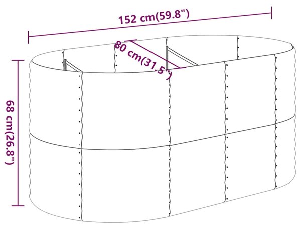 VidaXL Ζαρντινιέρα Γκρι 152x80x68 εκ. Ατσάλι με Ηλεκτρ. Βαφή Πούδρας