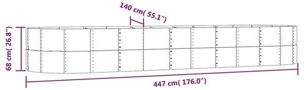 VidaXL Ζαρντινιέρα Πράσινο 447x140x68εκ. Ατσάλι με Ηλεκτρ.Βαφή Πούδρας