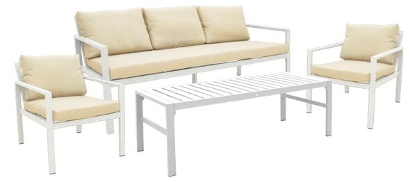 Σετ κήπου 4 τεμαχίων Gardenly, Λευκό, 68.5x175x72 cm