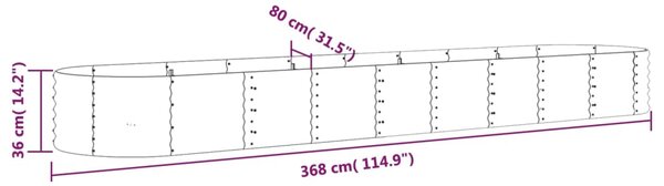 VidaXL Ζαρντινιέρα Καφέ 368x80x36 εκ. Ατσάλι με Ηλεκτρ. Βαφή Πούδρας