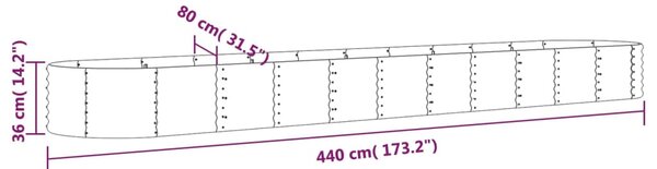 VidaXL Ζαρντινιέρα Γκρι 440x80x36 εκ. Ατσάλι με Ηλεκτρ. Βαφή Πούδρας