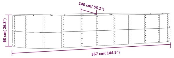 VidaXL Ζαρντινιέρα Γκρι 367x140x68 εκ. Ατσάλι με Ηλεκτρ. Βαφή Πούδρας