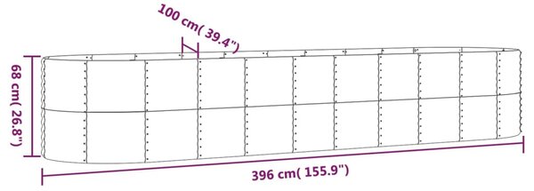 VidaXL Ζαρντινιέρα Πράσινη 396x100x68εκ Ατσάλι με Ηλεκτρ. Βαφή Πούδρας