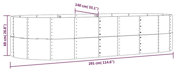 VidaXL Ζαρντινιέρα Γκρι 291x140x68 εκ. Ατσάλι με Ηλεκτρ. Βαφή Πούδρας