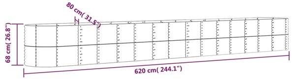 VidaXL Ζαρντινιέρα Γκρι 620x80x68 εκ. Ατσάλι με Ηλεκτρ. Βαφή Πούδρας