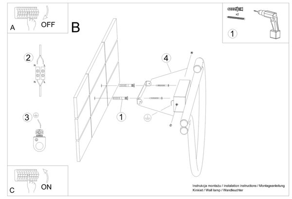 Φωτιστικό τοίχου LED Galakse, Μαύρο, 2700-6500K, 36x7.5x90 cm