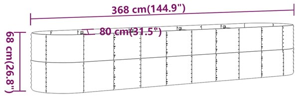 VidaXL Ζαρντινιέρα Γκρι 368x80x68 εκ. Ατσάλι με Ηλεκτρ. Βαφή Πούδρας