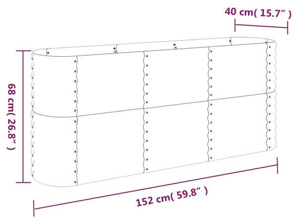 VidaXL Ζαρντινιέρα Γκρι 152x40x68 εκ. Ατσάλι με Ηλεκτρ. Βαφή Πούδρας