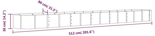 VidaXL Ζαρντινιέρα Γκρι 512x80x36 εκ. Ατσάλι με Ηλεκτρ. Βαφή Πούδρας