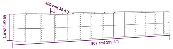 VidaXL Ζαρντινιέρα Πράσινη 507x100x68εκ Ατσάλι με Ηλεκτρ. Βαφή Πούδρας