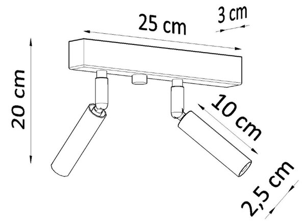 Πλαφονιέρα Eyetech, Μαύρη, 25x3x20 cm