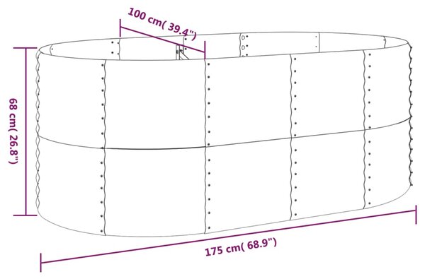 VidaXL Ζαρντινιέρα Ασημί 175x100x68 εκ. Ατσάλι με Ηλεκτρ. Βαφή Πούδρας