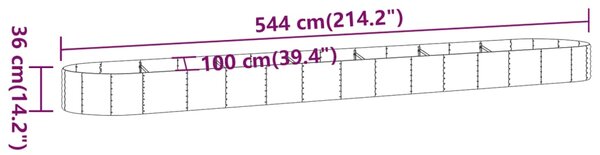 VidaXL Ζαρντινιέρα Ασημί 544x100x36 εκ. Ατσάλι με Ηλεκτρ. Βαφή Πούδρας