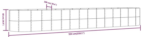 VidaXL Ζαρντινιέρα Ασημί 554x100x68 εκ. Ατσάλι με Ηλεκτρ. Βαφή Πούδρας