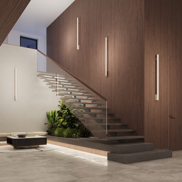 Φωτιστικό τοίχου LED Lagom 90, Χρυσό, 3000K, 4x7x88.5 cm