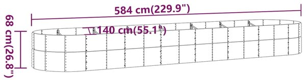 VidaXL Ζαρντινιέρα Καφέ 584x140x68εκ Ατσάλι με Ηλεκτρ. Βαφή Πούδρας